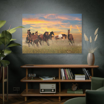 Serene Horses in Rolling Landscape Canvas Art – Nature’s Harmony