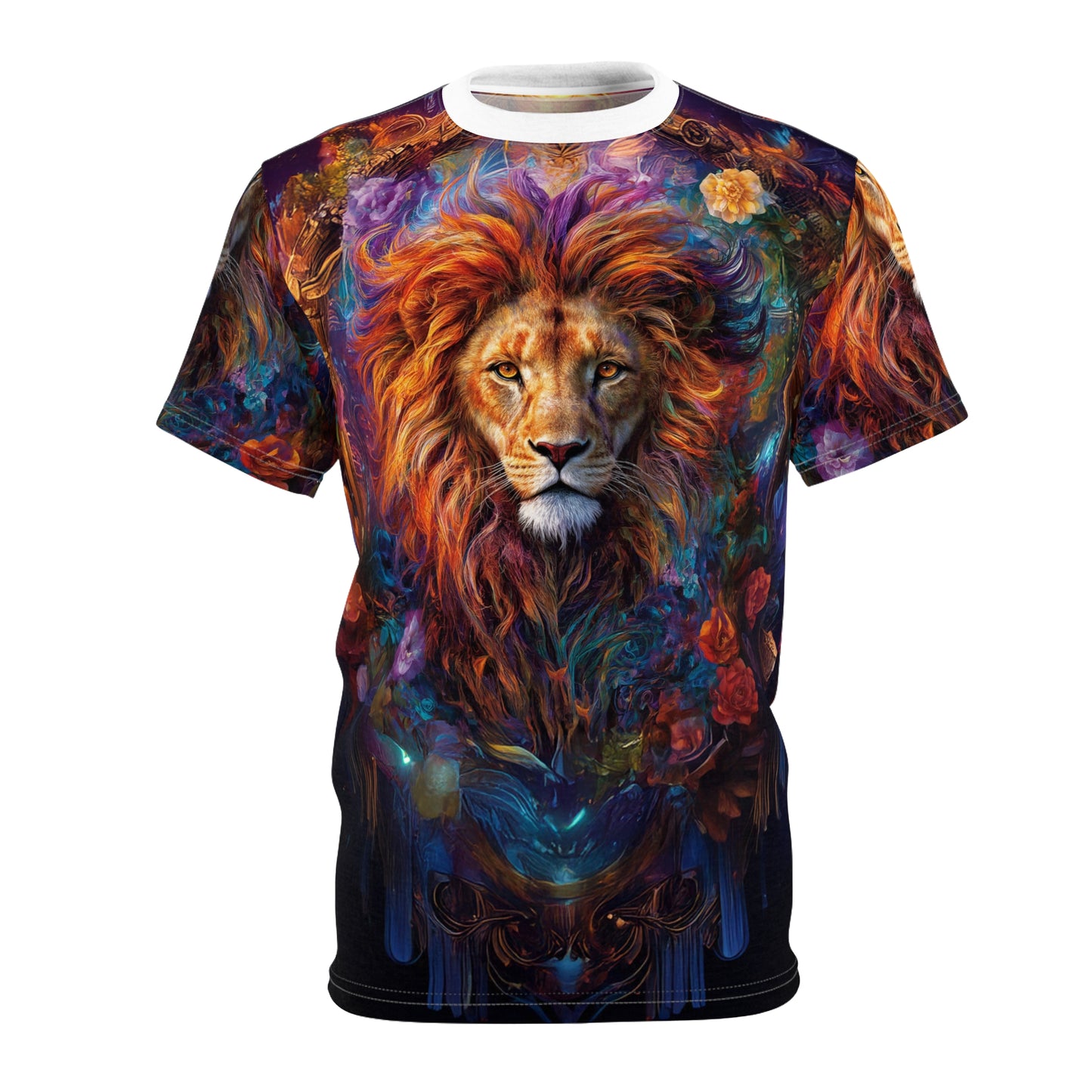 🌺 Floral Majesty Lion – Artistic Royal T-Shirt