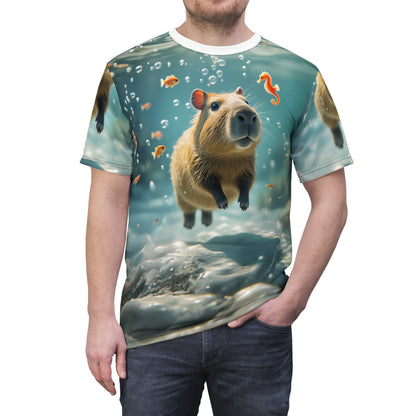 Floating Capybara – Underwater Serenity T-Shirt 🌊💙