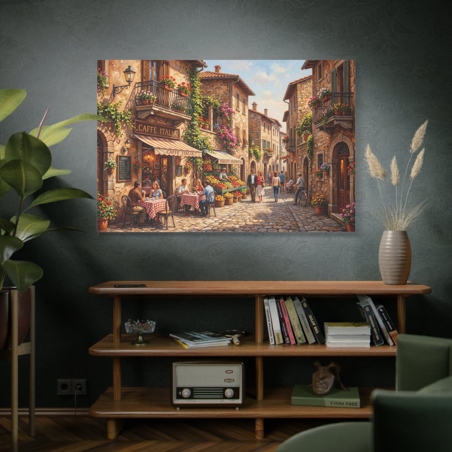 Caffè Italia Street – Charming Italian Village Canvas Wall Art