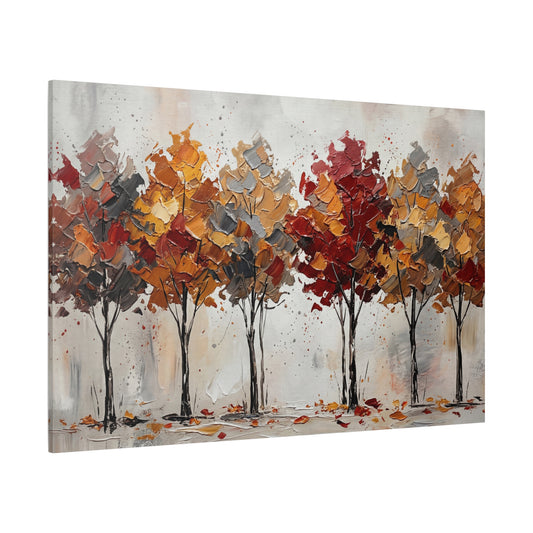 Autumn Harmony – Abstract Fall Trees Canvas Wall Art