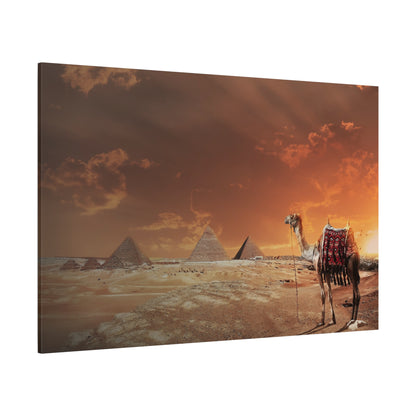 Golden Desert Landscape Canvas Wall Art – Pyramids and Dunes Serenity