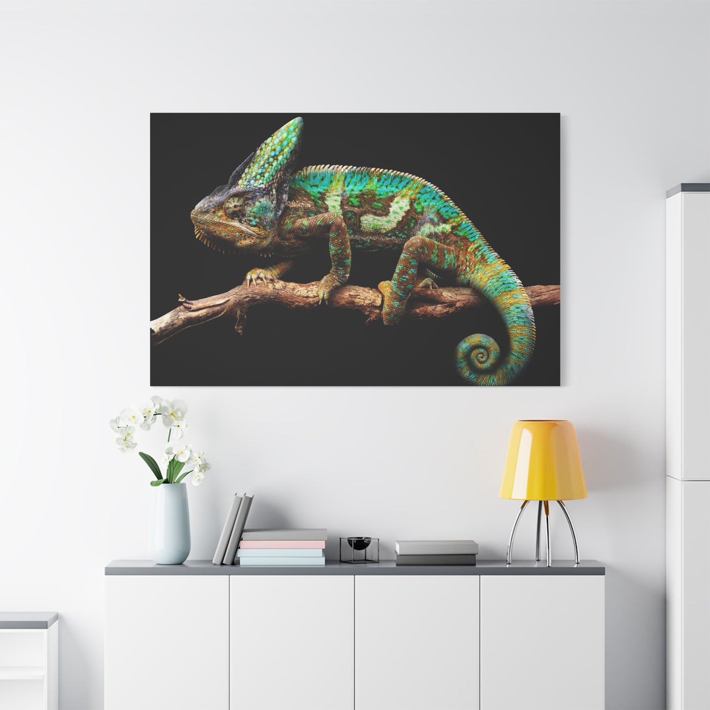 Enigmatic Chameleon Canvas Wall Art – Exotic Wildlife Print for Unique Nature Decor