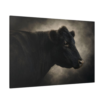Black Angus Bull Studio Portrait Wrapped Canvas Wall Art – Fine Art Cattle Photography Print - ART OF ROYALS