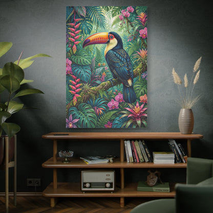 Tropical Majesty – Vibrant Toucan in Jungle Canvas Wall Art