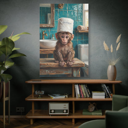 Cute Monkey Bathroom Humor – Adorable & Funny Canvas Wall Art