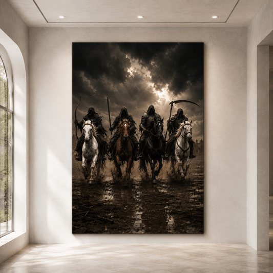 Four Horsemen of the Apocalypse Wrapped Canvas Wall Art – Dark Biblical Riders Print - ART OF ROYALS