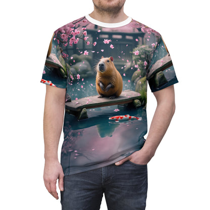 Cherry Blossom Serenity – Zen Capybara T-Shirt 🌸🦫