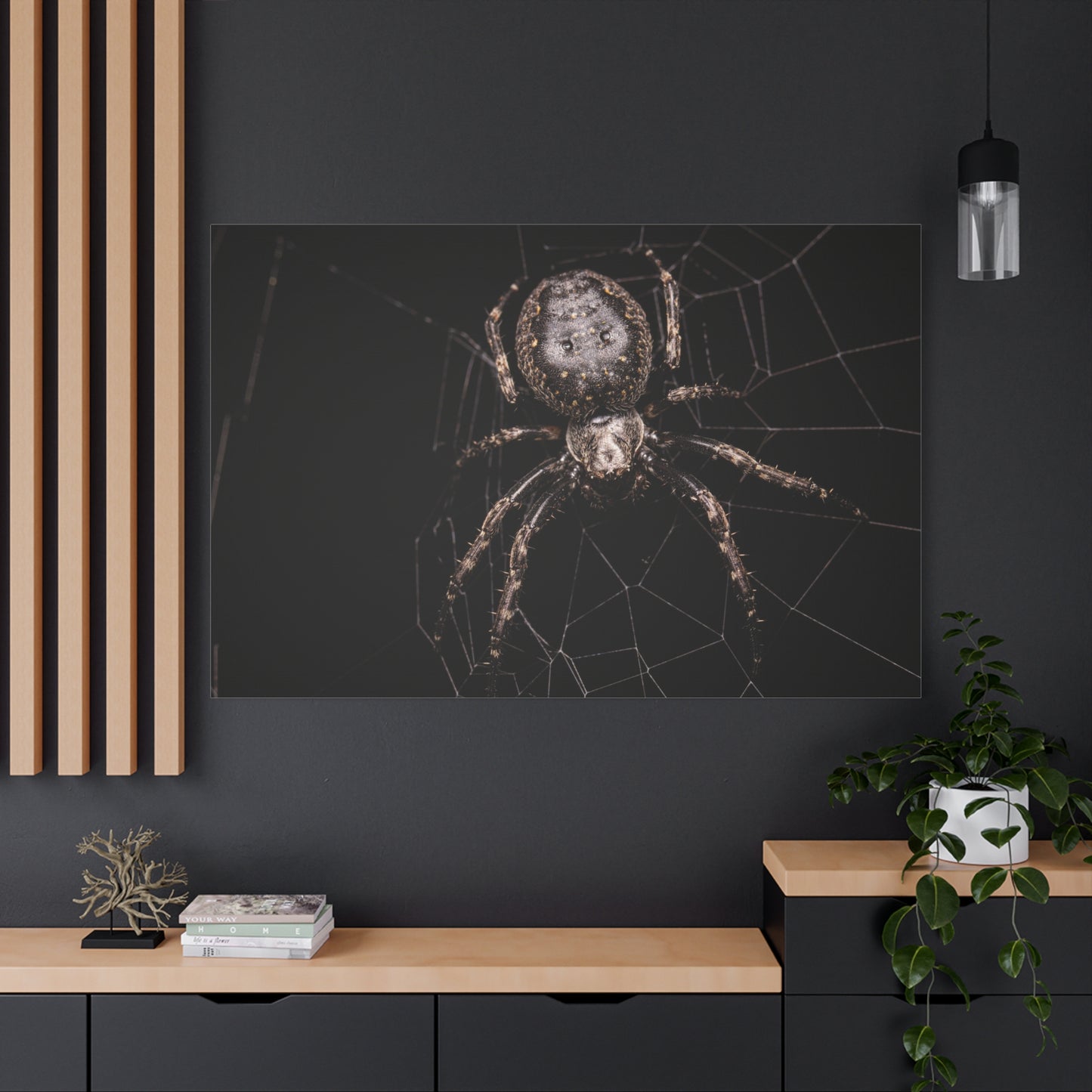 Spider on Web Canvas Wall Art – Nature’s Masterful Weaver