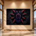 Red and Blue Tarantula Wrapped Canvas Wall Art – Dark Exotic Spider Wildlife Print