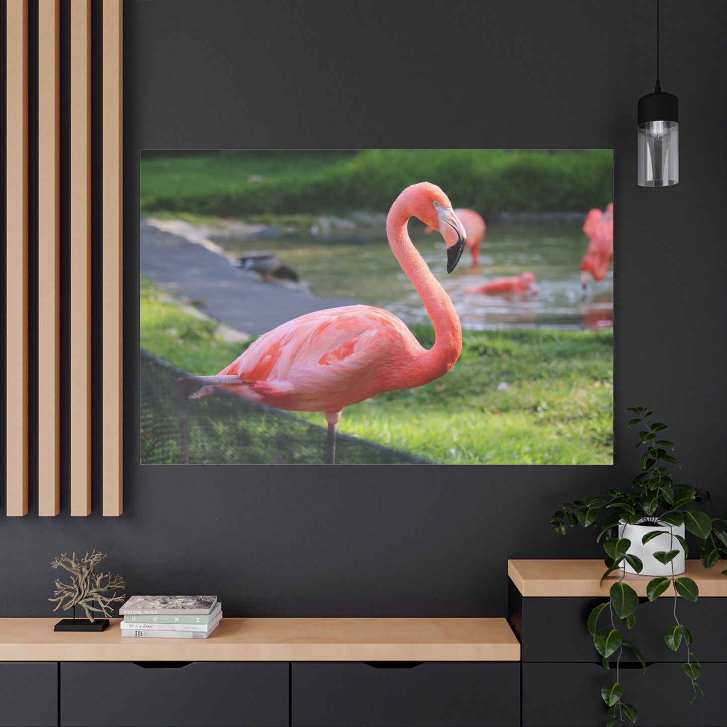 Graceful Flamingo Canvas Wall Art – Vibrant Pink Bird Decor for Home and Office Spaces