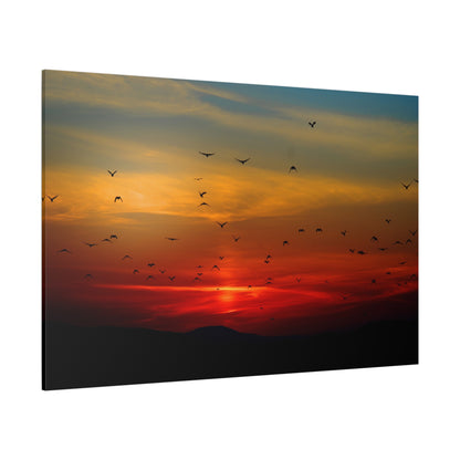 Majestic Peaks – Birds in Flight Over Sunset Mountains