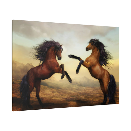 Wild Horses Pair Canvas Wall Art – Majestic Horses in Nature