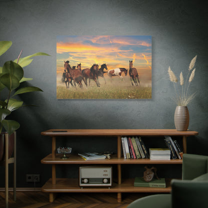 Serene Horses in Rolling Landscape Canvas Art – Nature’s Harmony