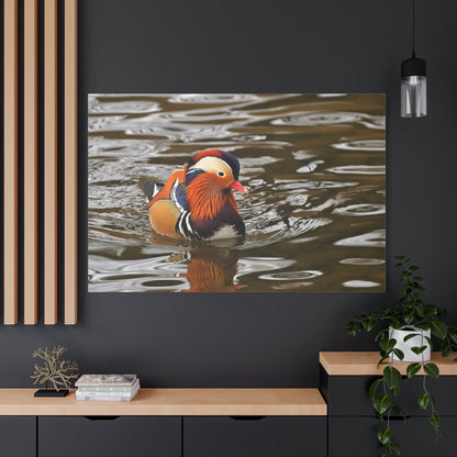 Mandarin Ducks Canvas Wall Art – Vibrant Aquatic Elegance