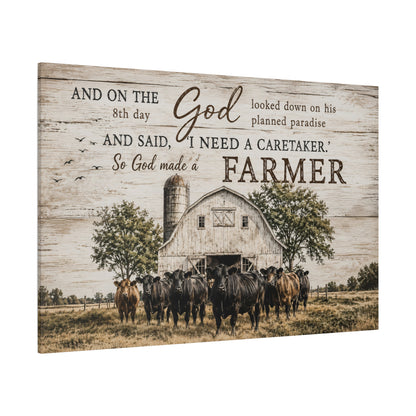 So God Made a Farmer Wrapped Canvas Wall Art – Faith-Based Farmhouse Barn Print - ART OF ROYALS