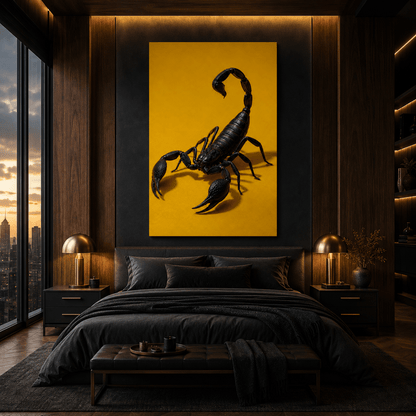 Black Scorpion Wrapped Canvas Wall Art – Bold Desert Arachnid Wildlife Print - ART OF ROYALS