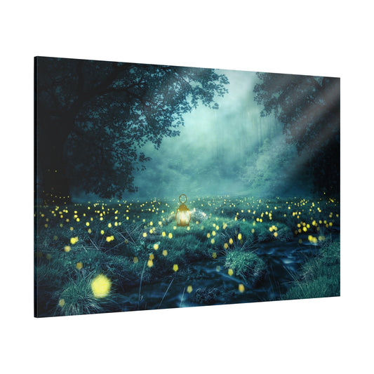 Enchanted Night Forest – Glowworm Light Fantasy Illustration