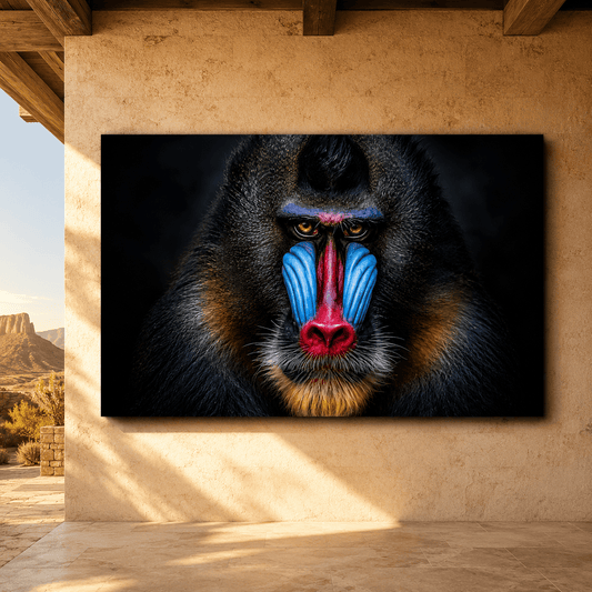 Mandrill Monkey Portrait Wrapped Canvas Wall Art – Colorful Primate Wildlife Print - ART OF ROYALS