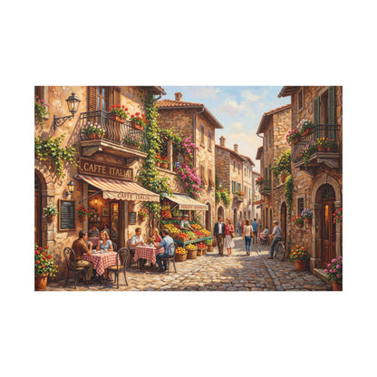 Caffè Italia Street – Charming Italian Village Canvas Wall Art