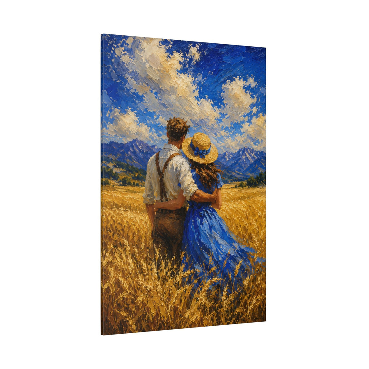 Golden Field Together – Romantic Couple Wheat Field Canvas Wall Art - ART OF ROYALS