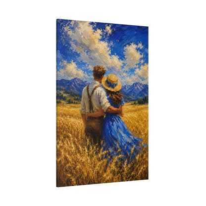 Golden Field Together – Romantic Couple Wheat Field Canvas Wall Art - ART OF ROYALS