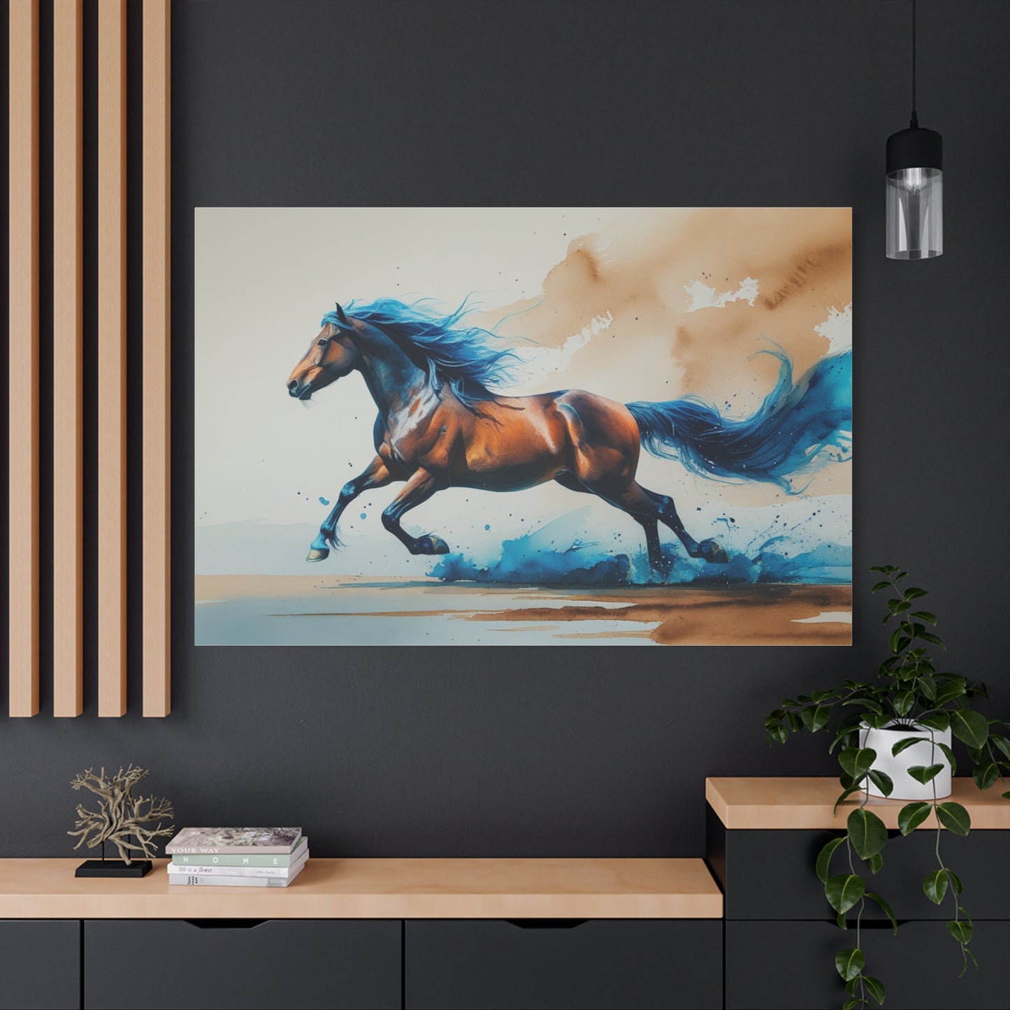 Gallop of Freedom – Dynamic Watercolor Horse Canvas