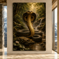 King Cobra in Jungle Stream Wrapped Canvas Wall Art – Mystical Exotic Wildlife Print