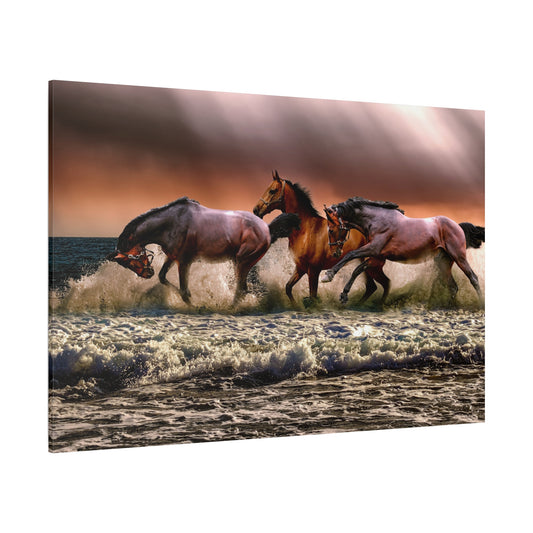 Untamed Horses Galloping Canvas Wall Art