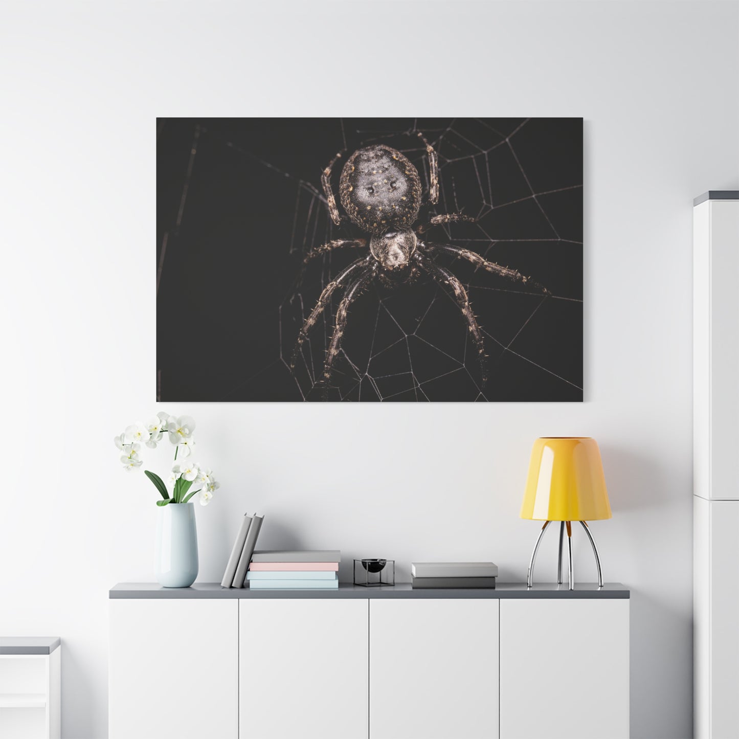 Spider on Web Canvas Wall Art – Nature’s Masterful Weaver