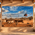 Helicopter Cattle Mustering Wrapped Canvas Wall Art – Australian Ranch Herding Landscape Print