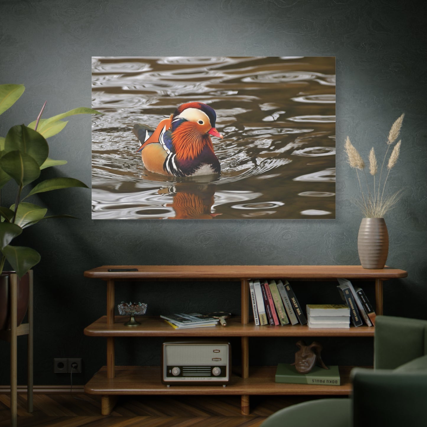 Mandarin Ducks Canvas Wall Art – Vibrant Aquatic Elegance