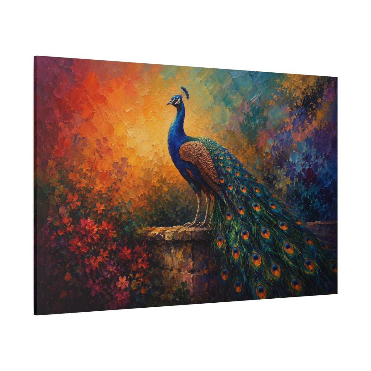 Garden Peacock – Colorful Bird Canvas Wall Art - ART OF ROYALS
