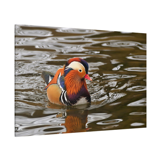 Mandarin Ducks Canvas Wall Art – Vibrant Aquatic Elegance