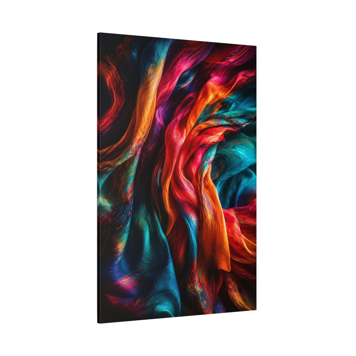 Color in Motion – Abstract Flowing Silk Canvas Wall Art - ART OF ROYALS