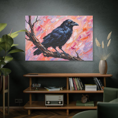 Midnight Raven – Abstract Black Bird Canvas Wall Art
