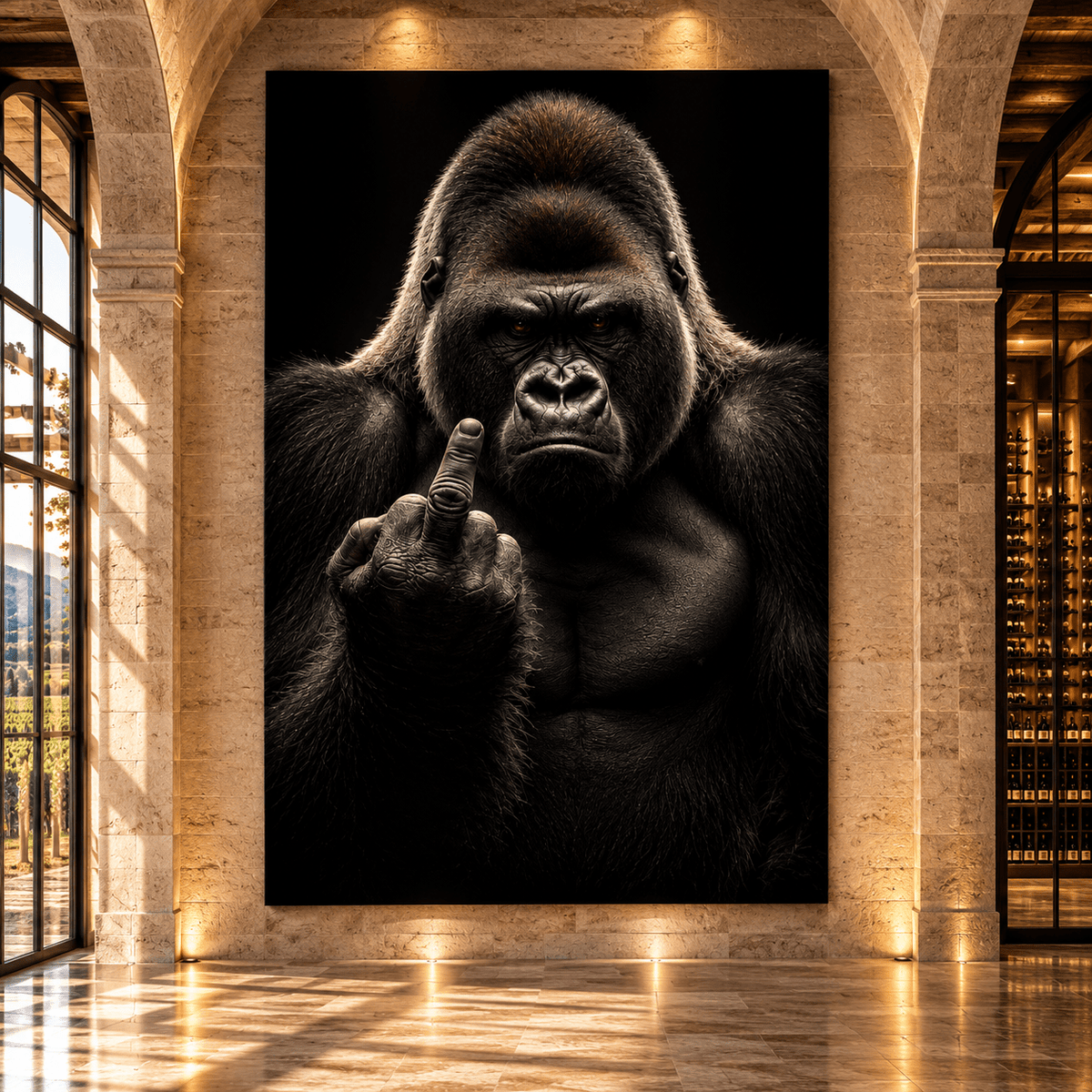 The Perfect Gift for Your Ex – Funny Gorilla Middle Finger Canvas Wall Art - ART OF ROYALS