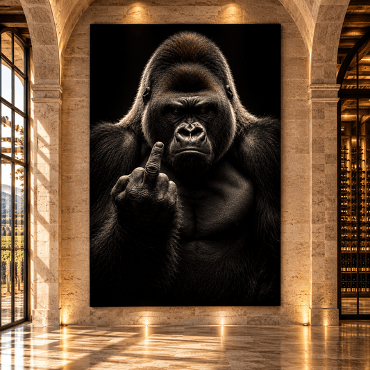 The Perfect Gift for Your Ex – Funny Gorilla Middle Finger Canvas Wall Art - ART OF ROYALS