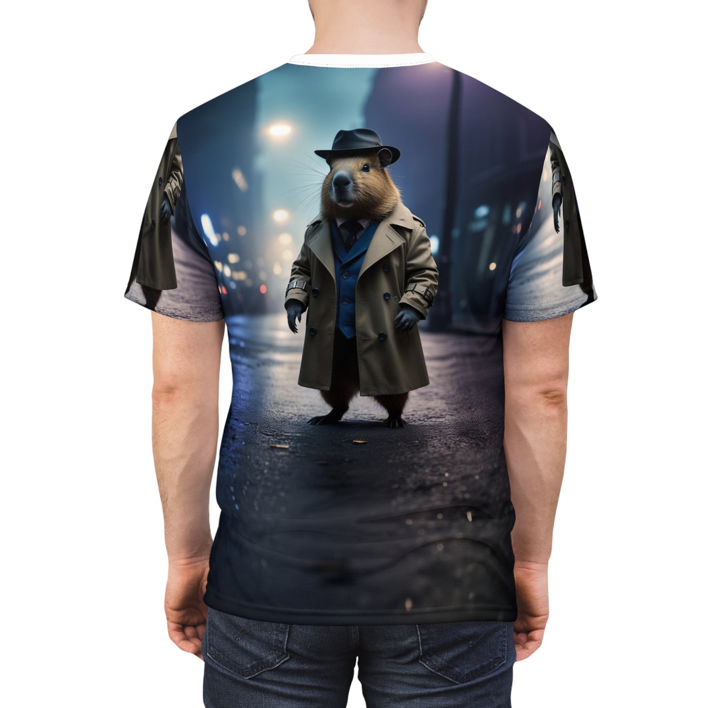 Detective Capy – Noir Mystery T-Shirt 🕵️‍♂️🌃