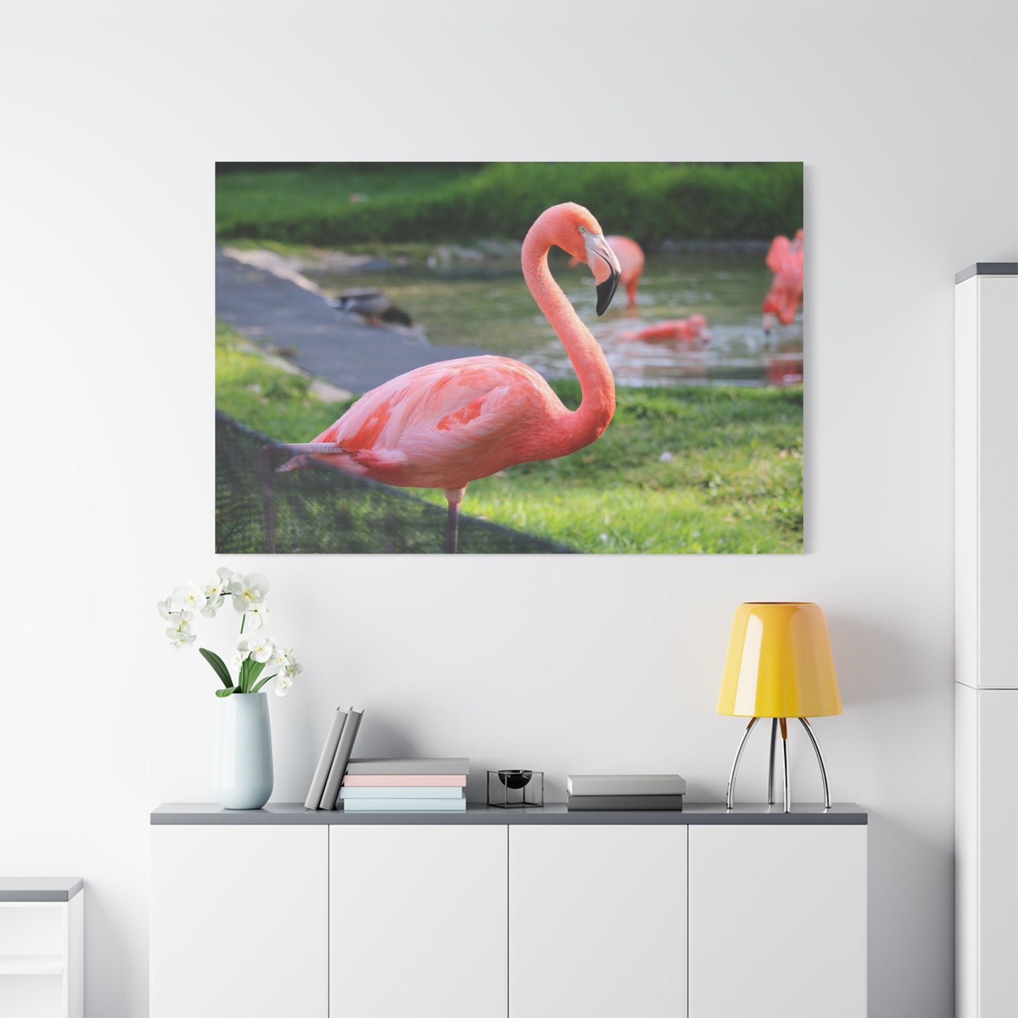 Graceful Flamingo Canvas Wall Art – Vibrant Pink Bird Decor for Home and Office Spaces