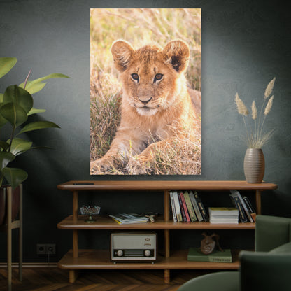 Adorable Lion Cub Canvas Wall Art – A Symbol of Youthful Majesty