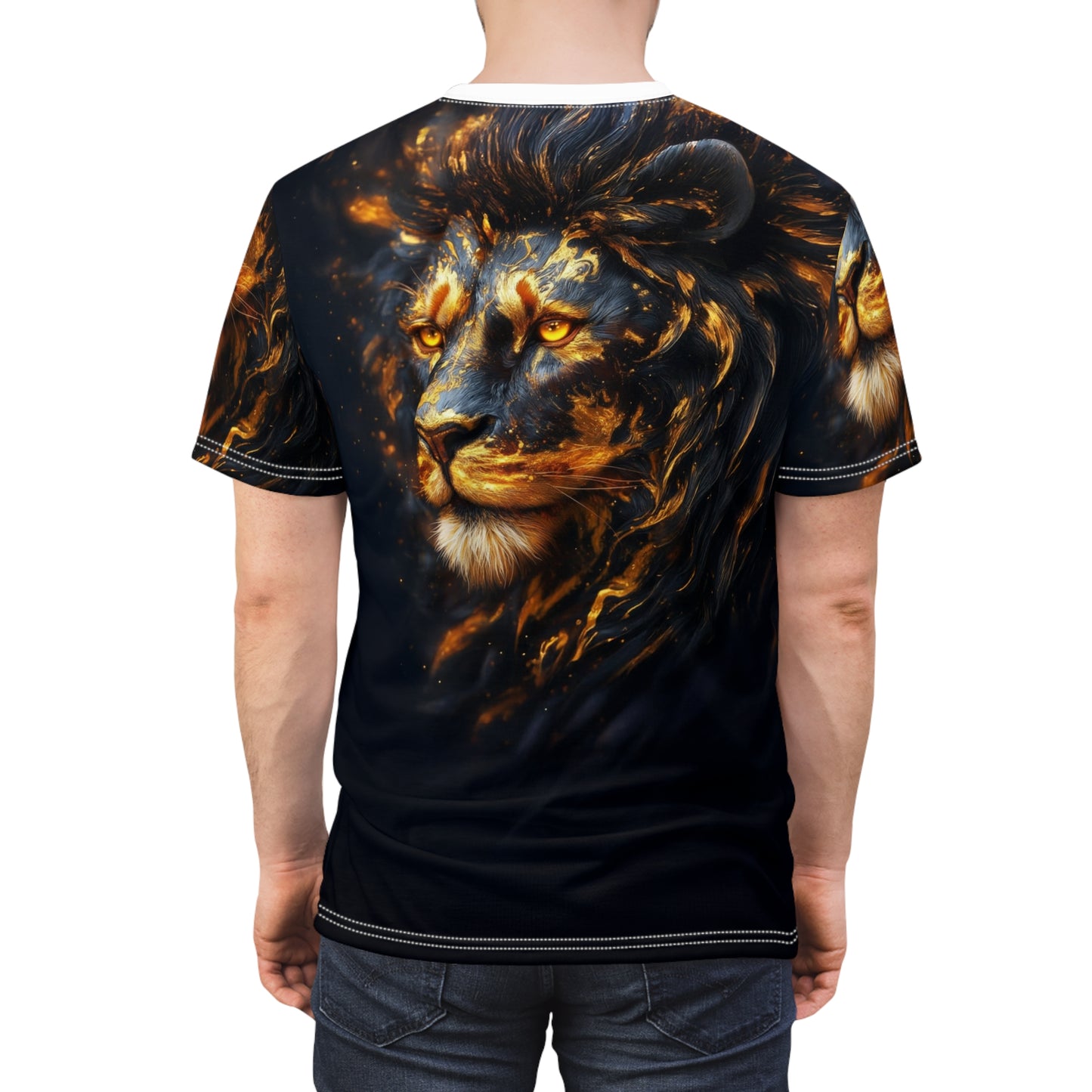 🔥 Golden Flame Lion – Regal Power T-Shirt