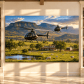 Cattle Ranch Helicopter Wrapped Canvas Wall Art – Luxury Ranch Landscape with Grazing Cows