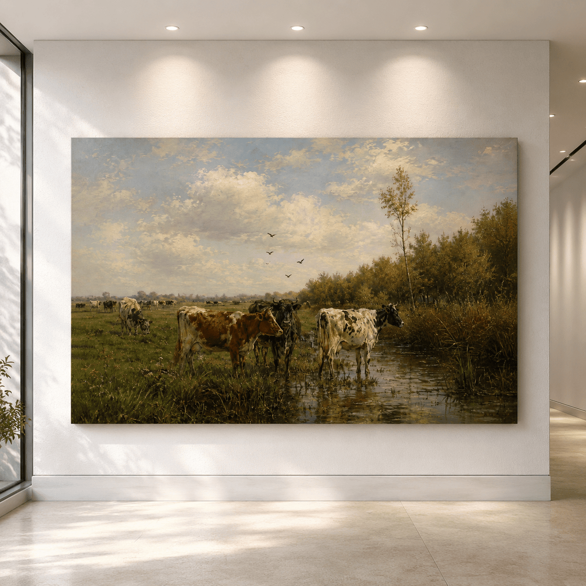 Vintage Cattle Pasture Wrapped Canvas Wall Art – Rustic Cow Herd Countryside Landscape Print - ART OF ROYALS