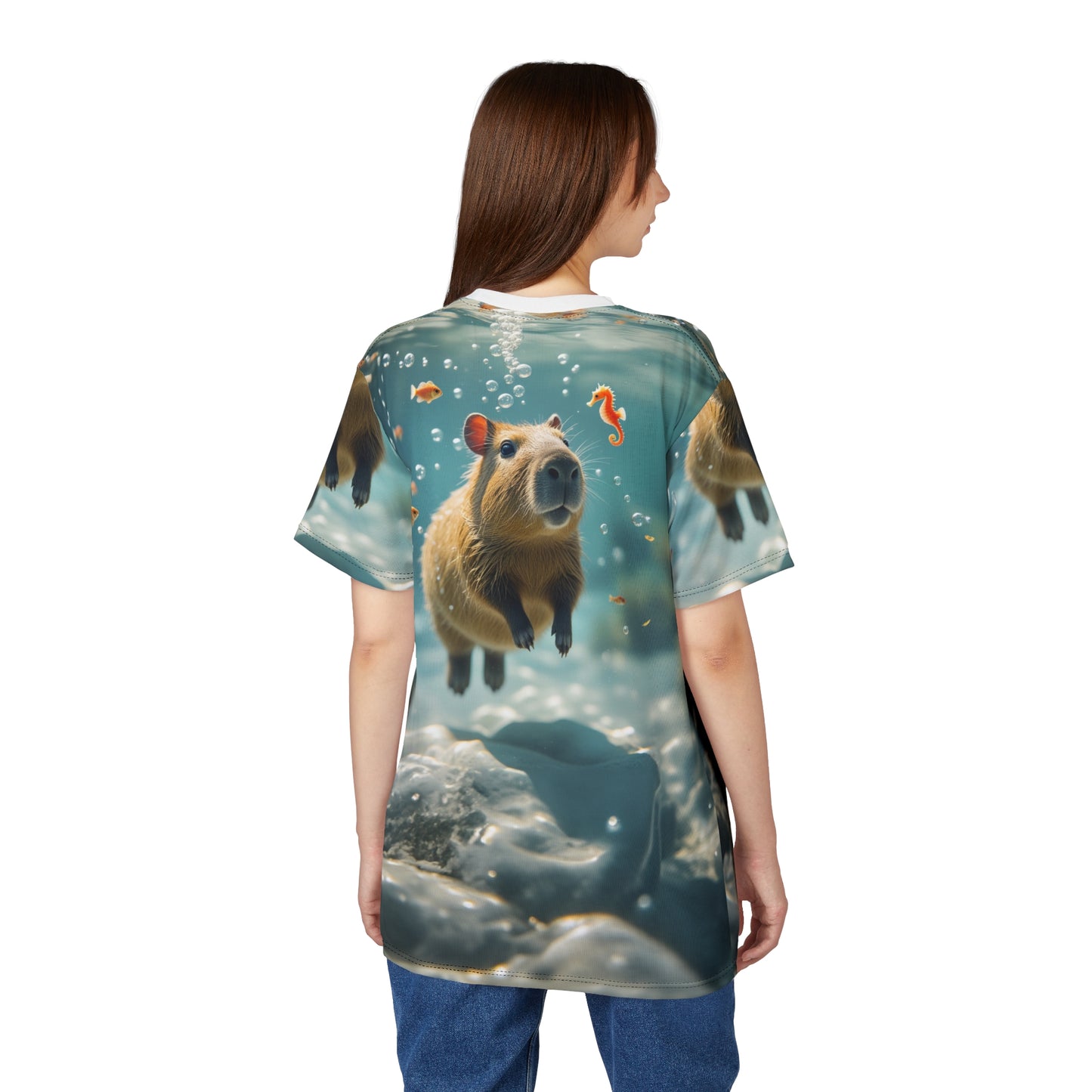 Floating Capybara – Underwater Serenity T-Shirt 🌊💙