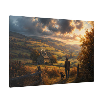 Golden Valley Homecoming – Countryside Cottage Canvas Wall Art - ART OF ROYALS