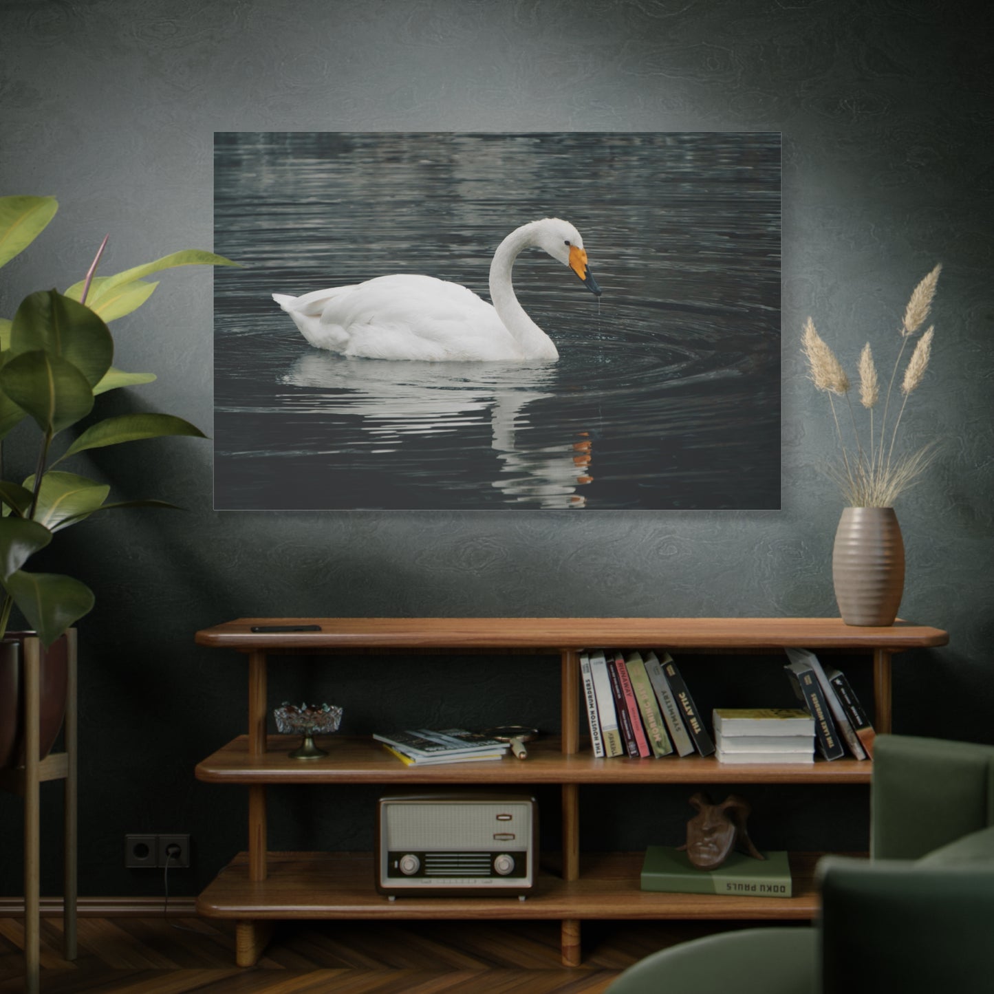 Majestic White Swan Canvas Wall Art – Serenity and Grace