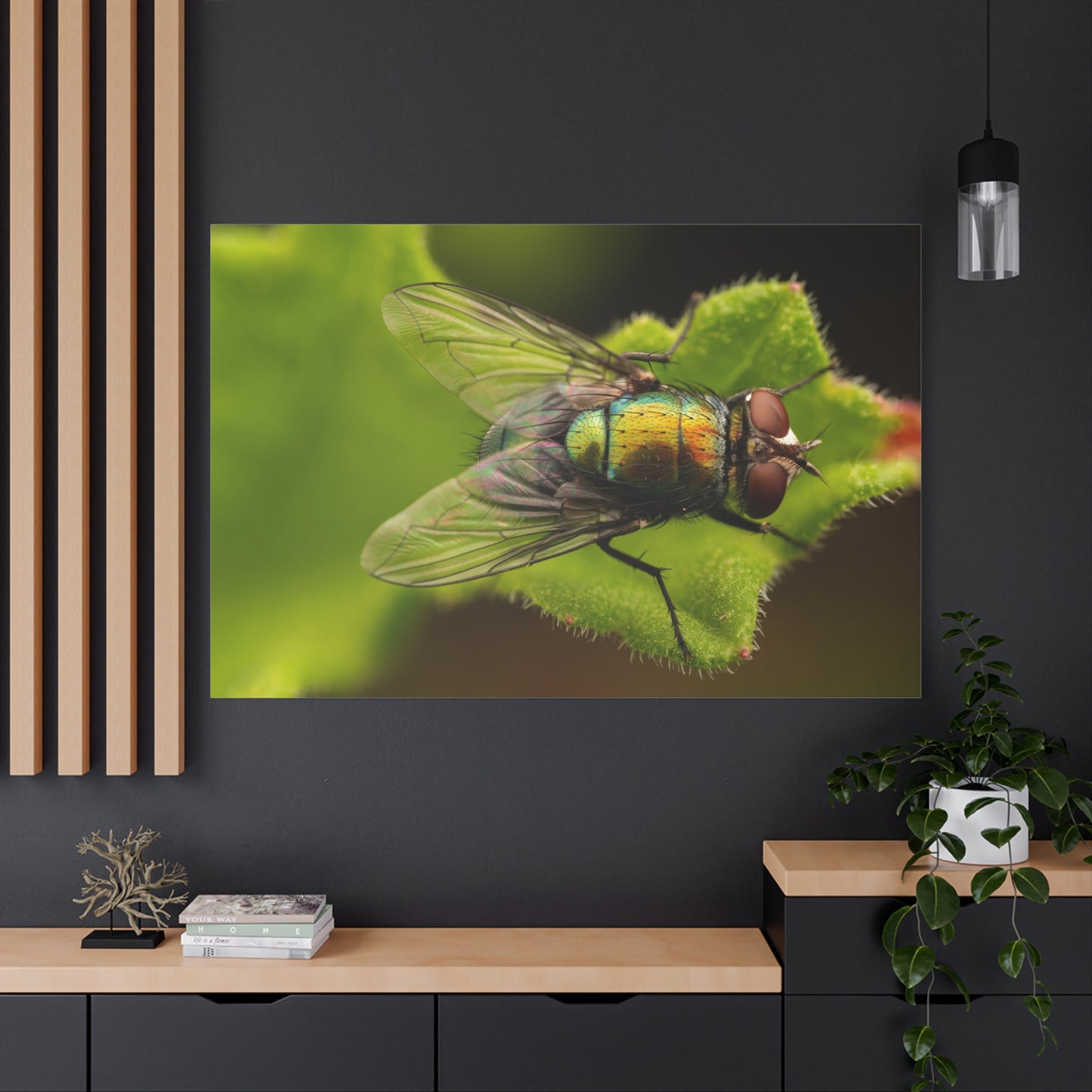 Insect on Leaf Canvas Wall Art – A Close-Up of Nature’s Detail