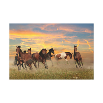 Serene Horses in Rolling Landscape Canvas Art – Nature’s Harmony