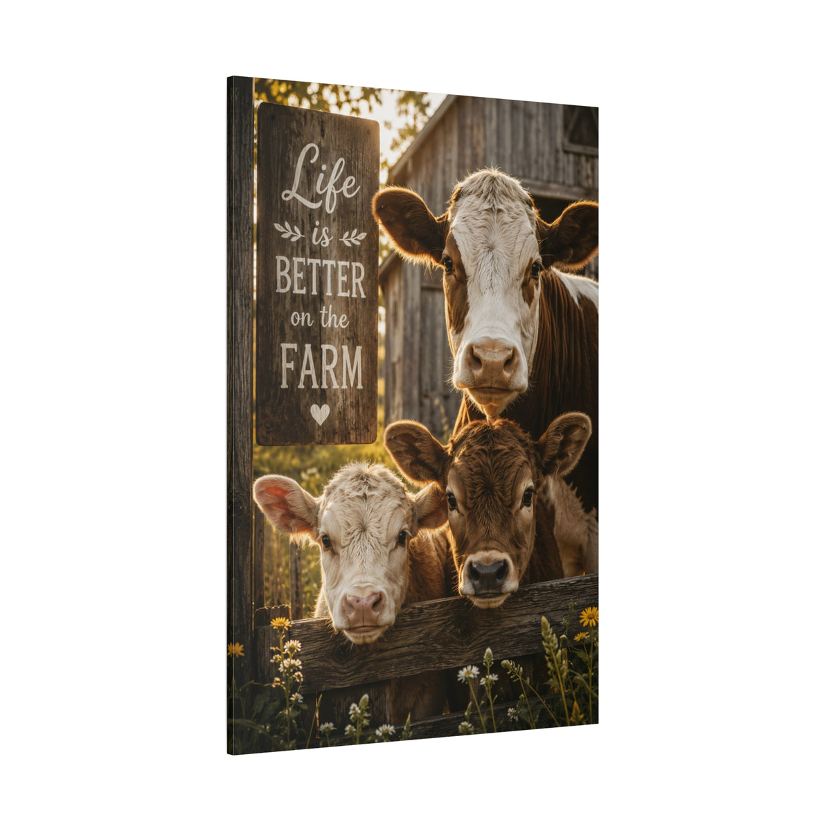 Life Is Better on the Farm – Cow and Calves Canvas Wall Art - ART OF ROYALS
